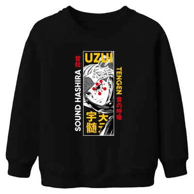 Imagen del producto de Sudadera uni para niños, diseño Uzui Tengen, personaje de la serie "Demon Slayer", ideal como regalo para fans del anime. Color: . Talla: 140