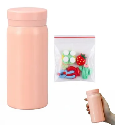 Productafbeelding van Mini Thermosfles 200ml - Roestvrijstalen Drinkfles, Uitlekvrij, Vakuumisolerend, Roze