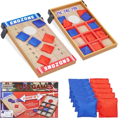Productafbeelding van 2-in-1 cornhole-spel en "drie op een rij"