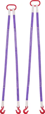Image de Kit de levage - Elingues en polyester à deux brins avec crochet - 2 pièces - capacité 2 t - longueur 1,5 m - résistant à l'usure