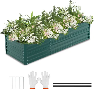 Produktbild von Aopunly Hochbeet Gemüsebeet Pflanzbeet Stahl Pflanzkasten Blumenbeet Kräuterbeet 240x90x60 cm Grün
