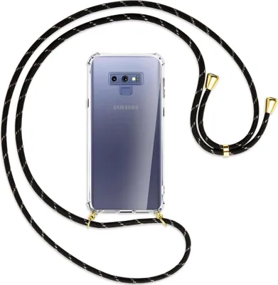 Produktbild von Handykette Backcover-Schutzhülle mit Band (Metall goldfarben) für Samsung Galaxy Note 9 - schwarz/gold