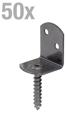 Produktbild von Alberts 822590 DURAVIS® Flechtzaunhalter, L-Form, schwarzdiamant duplexbeschichtet, Größe 83 x 30 x 32 mm, 50er Set
