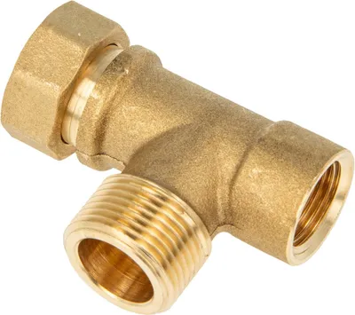 Produktbild von tecuro Eckverschraubung Überwurfmutter 3/4 Zoll (flachdichtend) x 3/4 Zoll AG x 1/2 Zoll IG, reduziert - Messing-blank CW617N