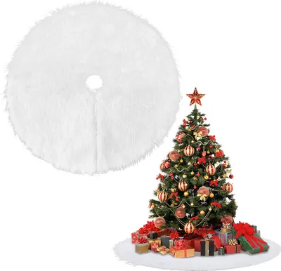 Image de Jopassy couverture de sapin Sous-couverture couverture de sapin de Noël Ø 78 cm, blanc Blanc - couverture de sapin de Noël Sous-couverture pour sapin, arbre de Noël