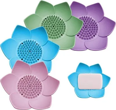 Produktbild von Famanu Seifenspender Set 4 Stück blütenförmig - Antislip, langlebig, ideal für Bad und Küche