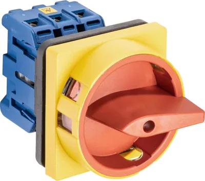 Obrázok produktu pre Kraus & Naimer núdzový vypínač, 3-pólový, 4-otvorové upevnenie na prednú stranu, 64x64, Ith=25 A, P=7,5 kW (AC23B, 400 V AC), 6 mm², 1 ks.