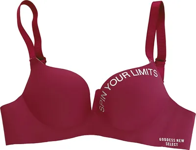 Produktbild von Damen-BH, gepolsterter Rückenverschluss, nahtlos, einfarbig, weich, elastisch, kabellos, Buchstabendruck, Push-Up, verstellbarer Schultergurt, Sport-Yoga-Sport-BH