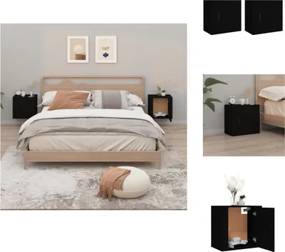 Produktbild von vidaXL Wand-Nachttische 2 Stk. Schwarz 50x30x47 cm -  Nachttische