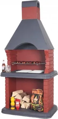 Produktbild von Casa Padrino Luxus Beton Gartengrill Rot / Grau 108 x 74 x H. 232 cm