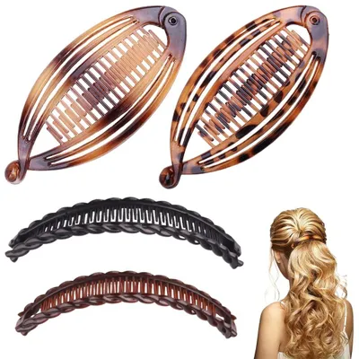 Produktbild von Große Bananenhaarspangen, Vintage-Bananenhaarspangen, Bananenhaarspangen, Haarspangen für Pferdeschwänze, Haarspangen für Frauen mit dickem Haar, Bananenclips für dickes Haar, für Frauen und Mädchen