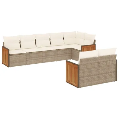Produktbild von vidaXL 8-tlg. Garten-Sofagarnitur mit Kissen Beige Poly Rattan