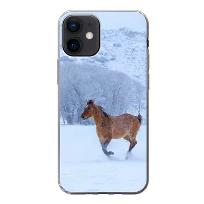Produktbild von MuchoWow® Handyhülle Schutzhülle Hülle für iPhone 12 Pferde - Schnee - Winter Silikon Softcase Handy Hülle - Schutzhülle