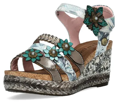 Produktbild von Laura Vita Damen Sandalette Plateau Espadrille mit Keilabsatz Facyo 74, Größe:38 EU, Farbe:Grau