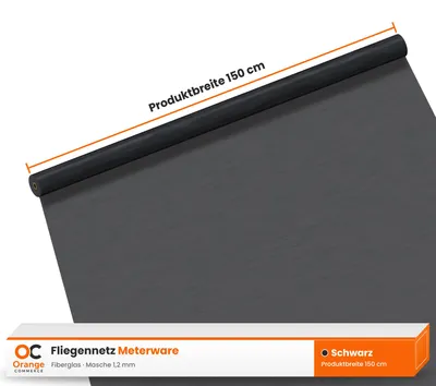 Produktbild von Fliegennetz Insektenschutz Fliegengitter Meterware Insektengitter Drahtgitter Fieberglas Schwarz 1,5m