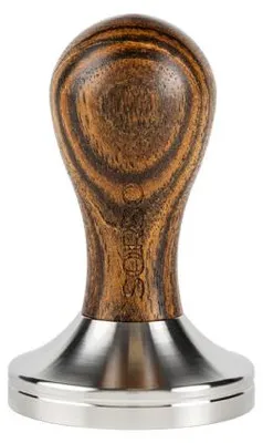 Image de Tasseur SORSO Barista, en acier inoxydable, avec manche en bois, 58 mm – marron