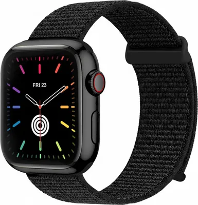 Produktbild von Smartwatch Armband für Apple Watch Series 7 45mm Nylon Textil Band Ersatzband Wechselband Klettverschluss flexibel atmungsaktiv Schwarz
