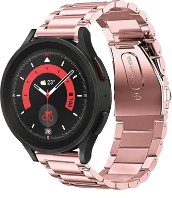 Produktbild von Strap-it Stahlarmband - Kompatibel mit Samsung Galaxy Watch 5 Pro Armband Ersatzarmband Edelstahl - Faltschließe - Hochwertiges Material - für Samsung Galaxy Armband Rosa