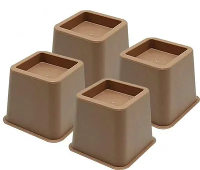Zdjęcie produktu dla Podwyższenie mebli JustValue – zestaw 4 sztuk – podwyższenie o 8 cm – maks. 600 kg – brązowe