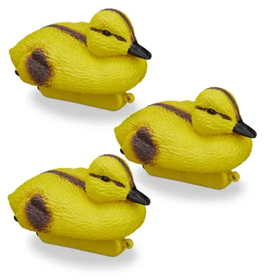 Image de Relaxdays : canards de bassin, canetons, petits canards flottants, en plastique, résistants aux intempéries, figurines décoratives, bassin, jardin, jaune et noir