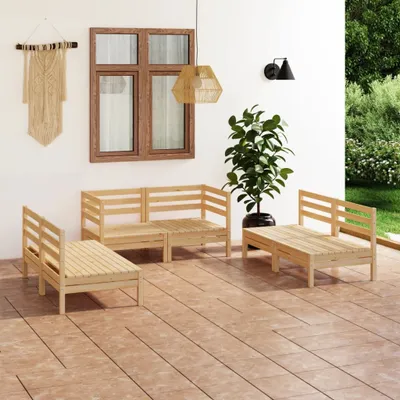 Produktbild von The Living Store 6-tlg. Garten-Lounge-Set Massivholz Kiefer