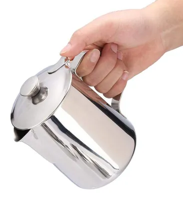 Edelstahl Kaffeekanne mit Deckel, 600 ml, tropffreie Ausgießhilfe