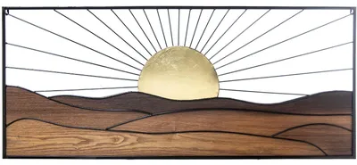 Wandlamp rechteckig Sonnenuntergang Metall Holz 3x117x50 cm