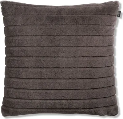 A single throw pillow with a textured, striped pattern.