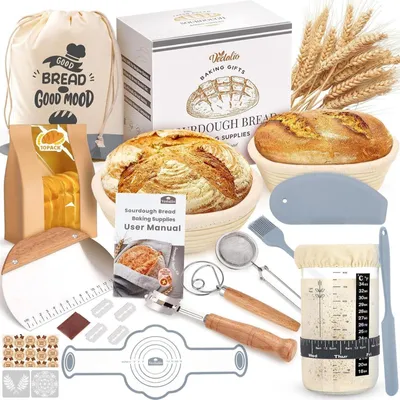 Sauerteig-Starterset mit 2 Gärkörben, Starterglas & Zubehör