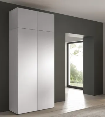 Produktbild von Kleiderschrank OLEK 100 cm mit Aufsatz, 4 Türen, Push-to-Open, 245 cm, Weiß