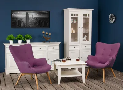 Produktbild von Klassische Design Möbel Gruppe 2tlg Set Stil Landhaus Vitrine Kommode Möbel Holz