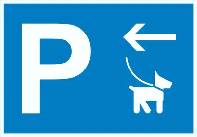Produktbild von Hundeparkplatz Schild mit Richtungspfeil links waagerecht A4 Rückseite selbstklebend