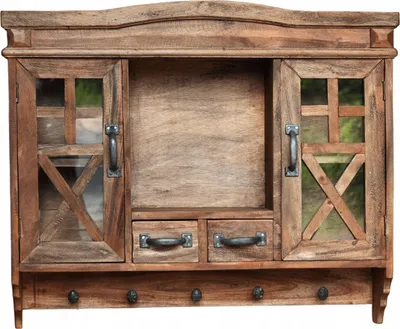 Immagine prodotto di Pensile rustico in legno con cassetti e ganci