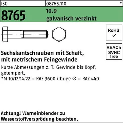 Produktbild von Reyher  Sechskantschrauben ISO 8765 10.9 M 12x1,5x60 vz (100 Stück)