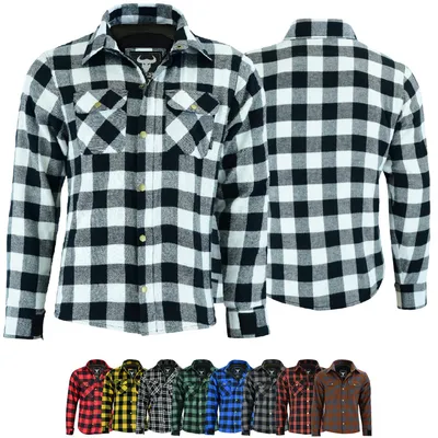 Produktbild von Herren Motorradhemd Lumberjack Holzfäller Hemd motorradjacke mit Protektoren, Größe:50/M, Farbe:Weiß