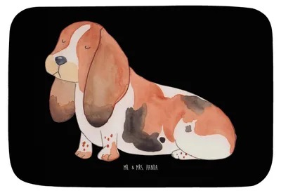 Produktbild von Mr. & Mrs. Panda Badvorleger Hund Basset Hound - Schwarz - Geschenk, Sprüche, Kinderlos, Badezimmerteppich, Badteppich, Süß, Teppich Fürs Bad, badezimmervorleger