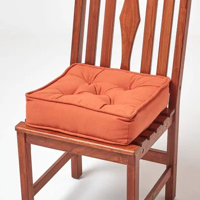 Obrázek produktu pro HOMESCAPES polštář na sezení terakota - polštář na sezení/židli 40 x 40 cm s bavlněným potahem