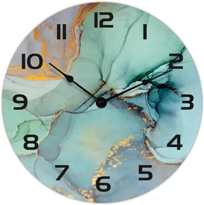 Produktbild von Wanduhr aus Marmor, genaue dekorative Uhr, geräuschlos, kein Ticken, leicht ablesbare Wanduhr für Schlafzimmer/Wohnzimmer/Küche, 33 cm