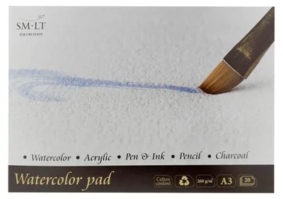 Productafbeelding van SMLT Aquarelblok A3, papier van 260g, 20 vellen, geschikt voor schilderen en tekenen