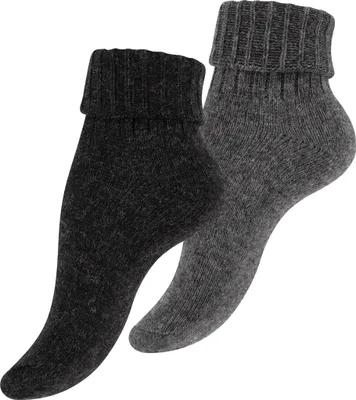 Produktbild von Cotton Prime® 2 Paar Wollsocken Alpaka Socken mit Umschlag 35-38 anthrazit/grau