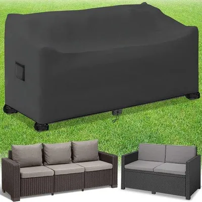 Zdjęcie produktu dla Pokrowiec ochronny do ławki ogrodowej, wodoodporny, wykonany z tkaniny Oxford 420D - wymiary: 213 x 94 x 65/89 cm