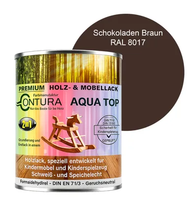 Produktbild von Contura 750ml. Möbellack Lack für Kinderspielzeug Buntlack DIN EN71/3 Buntlack Holzlack - RAL 8017 Schokoladen Braun