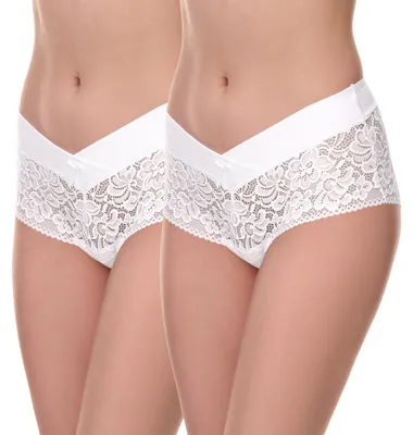 Zdjęcie produktu dla Majtki damskie Merry Style typu hipster z koronkową lamówką MSGAB155 (białe-3 (2 sztuki), 36 (rozmiar producenta: S))