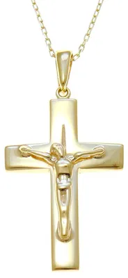 Image de Croix en argent sterling plaqué or avec chaîne réglable