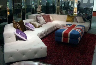 Productafbeelding van Design Chesterfield hoekbank, luxe bank, beklede leren bank, woonkameropstelling, bank