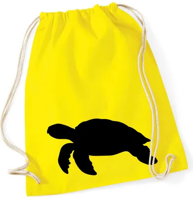 Produktbild von Huuraa Turnbeutel Schildkröte Silhouette 12 Liter Yellow Baumwolle Rucksack Geschenkidee