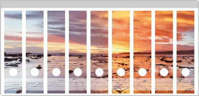 Produktbild von Wallario Ordnerrücken Sticker, selbstklebend für breite Ordner, 9 Stück, Motiv Wattwanderung am Meer bei Sonnenuntergang