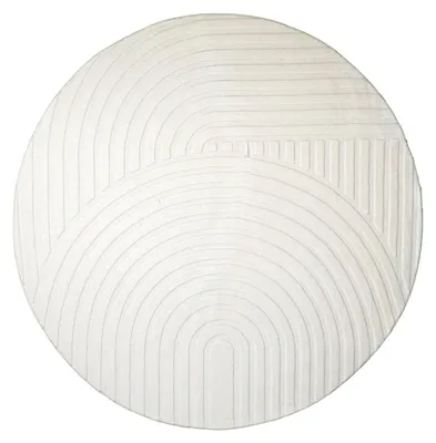 Image de Volero - Tapis Scandinave Rond - Charm Curves Blanc - Ø 230cm