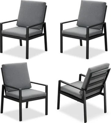 Produktbild von MeXo 4er set Stühle, Gartenmöbel-Sets Frei Kombination, Outdoor Indoor, Balkon/Garten/Terrasse/Esszimmer/Arbeitszimmer(Sitzgruppe, Aluminiumrahmen)