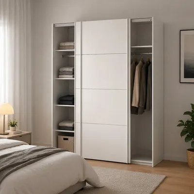 Immagine prodotto di Dmora Guardaroba 2 Ante Paeng 60.5x220.4h cm Bianco Bianco Lucido, Appendiabiti 2 Ante